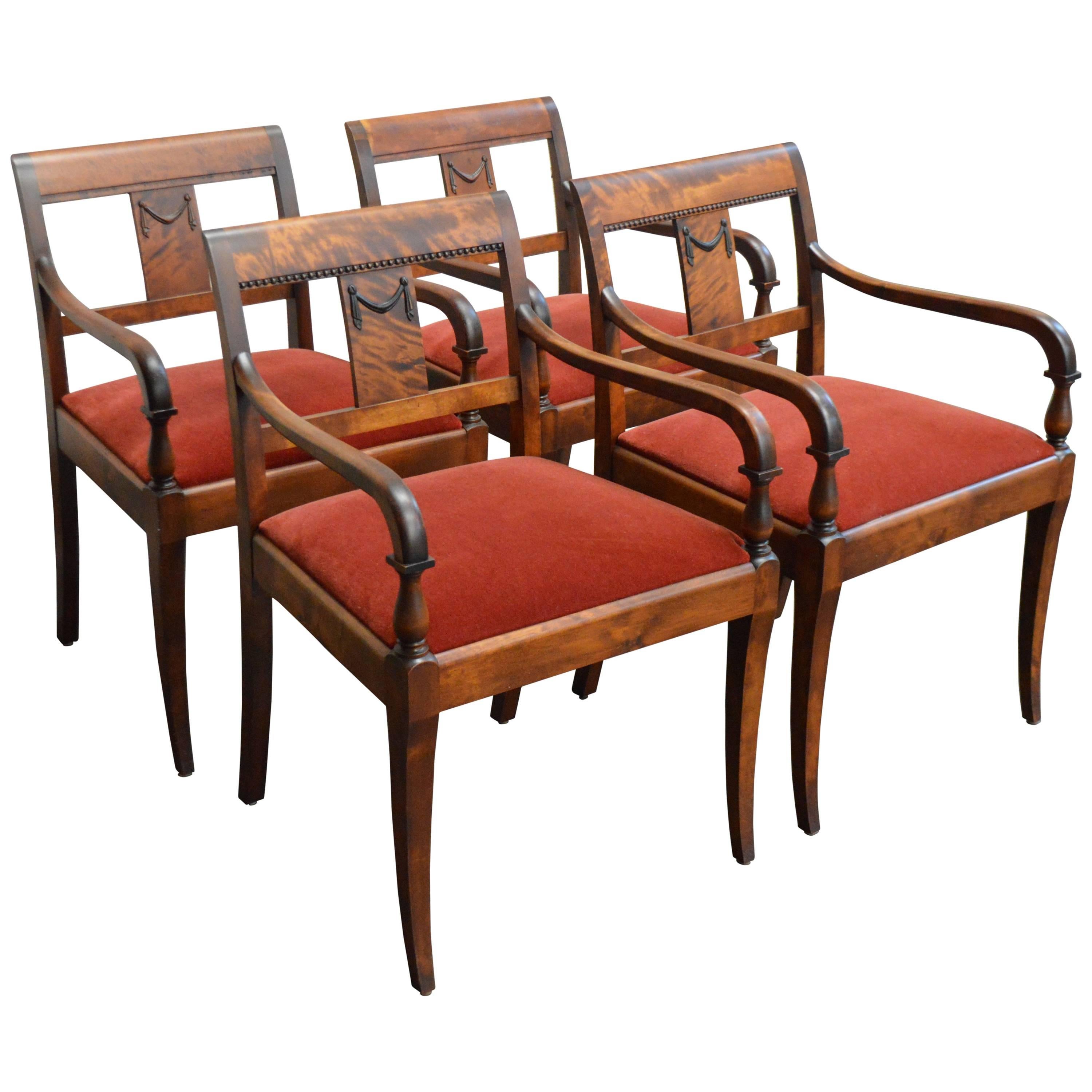 Set of Four Vintage Swedish Neoclassical Style Armchairs