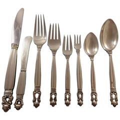 Acorn by Georg Jensen Sterling Silver Flatware Set for Eight Dinner