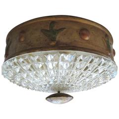 Early 20th Century Italian Murano Empire Style Gilt Tole and Glass Light Fixture