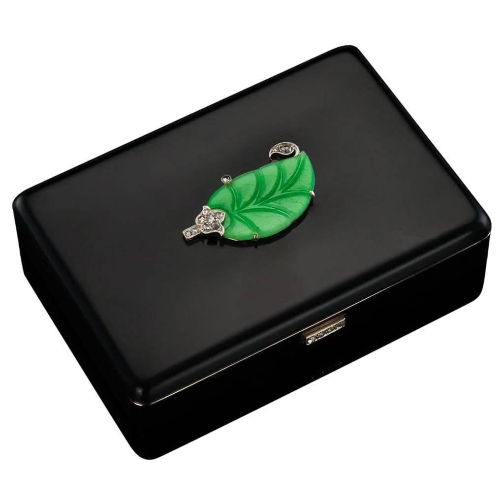 20th Century Cartier 18-Karat Gold, Enamel, Jade 
Diamond Box, circa 1920