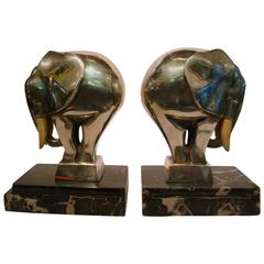 Fantastic Art Deco Elephant Bookends Signed G. H. Laurent, France, 1920s