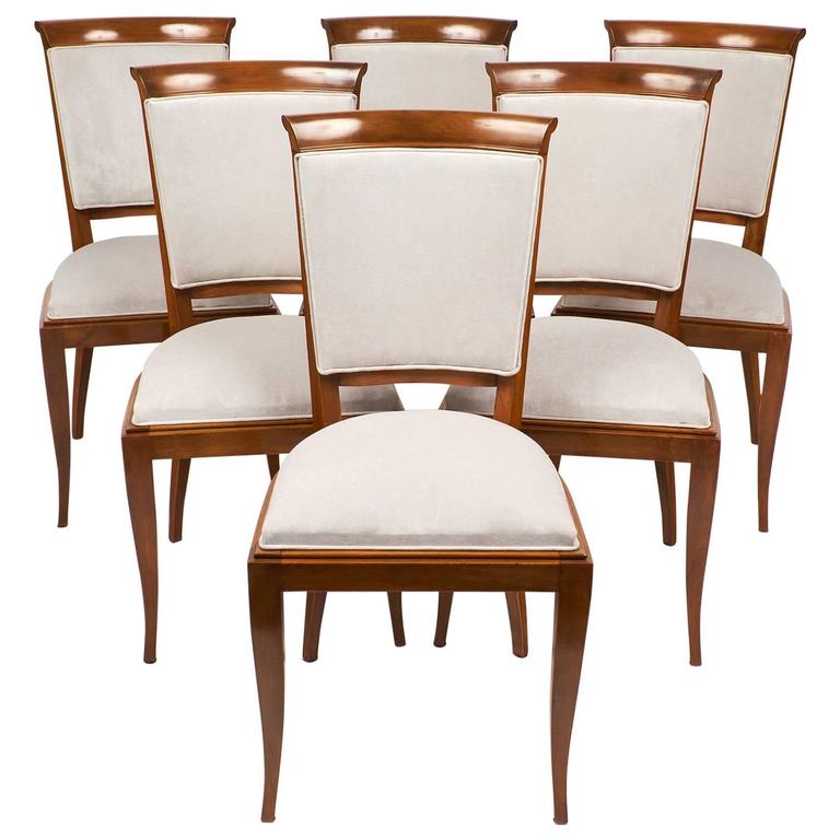 French Art Deco Polished Walnut Dining Chairs At 1stdibs French Art Deco Polished Walnut Dining Chairs For