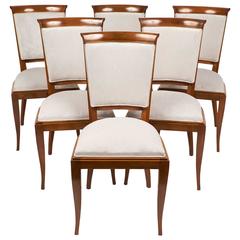 French Art Deco French Polished Walnut Dining Chairs