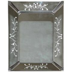 Diminutive French Deco Etched Wall Mirror