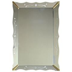 Art Deco Scalloped Etched Wall Mirror