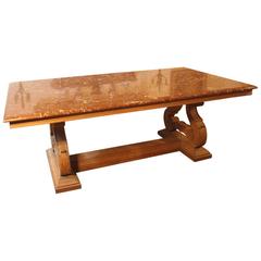 French Louis XVI Style Dining Table with a Marble Top 4