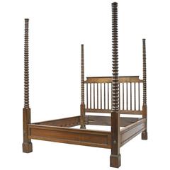 19th Century Queen Size British Colonial Style American Four-Poster Bed