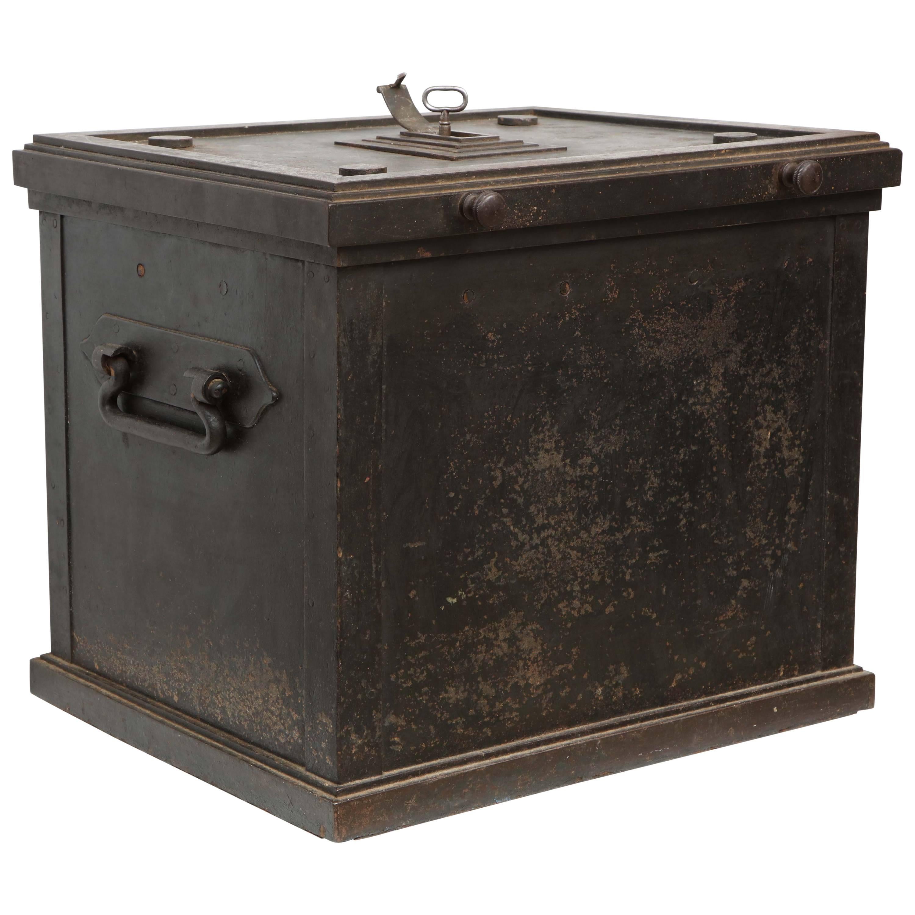 Danish Painted Steelsafe with Hidden Lock, 19th Century For Sale