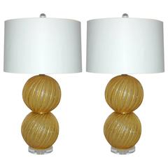 Gold Murano Vintage Italian Table Lamps