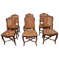 Set of Six French Louis XV Style Caned Dining Chairs 2