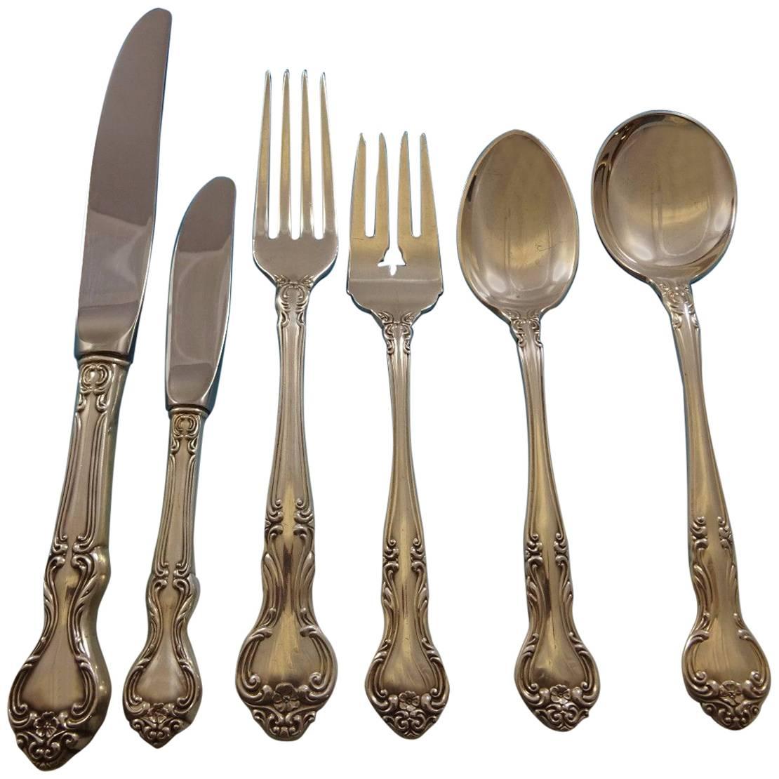 Amaryllis by Manchester Sterling Silver Flatware Set 12 Service Lunch 74 Pieces For Sale