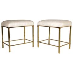 Pair of Rare French Modernist Brass Benches 8