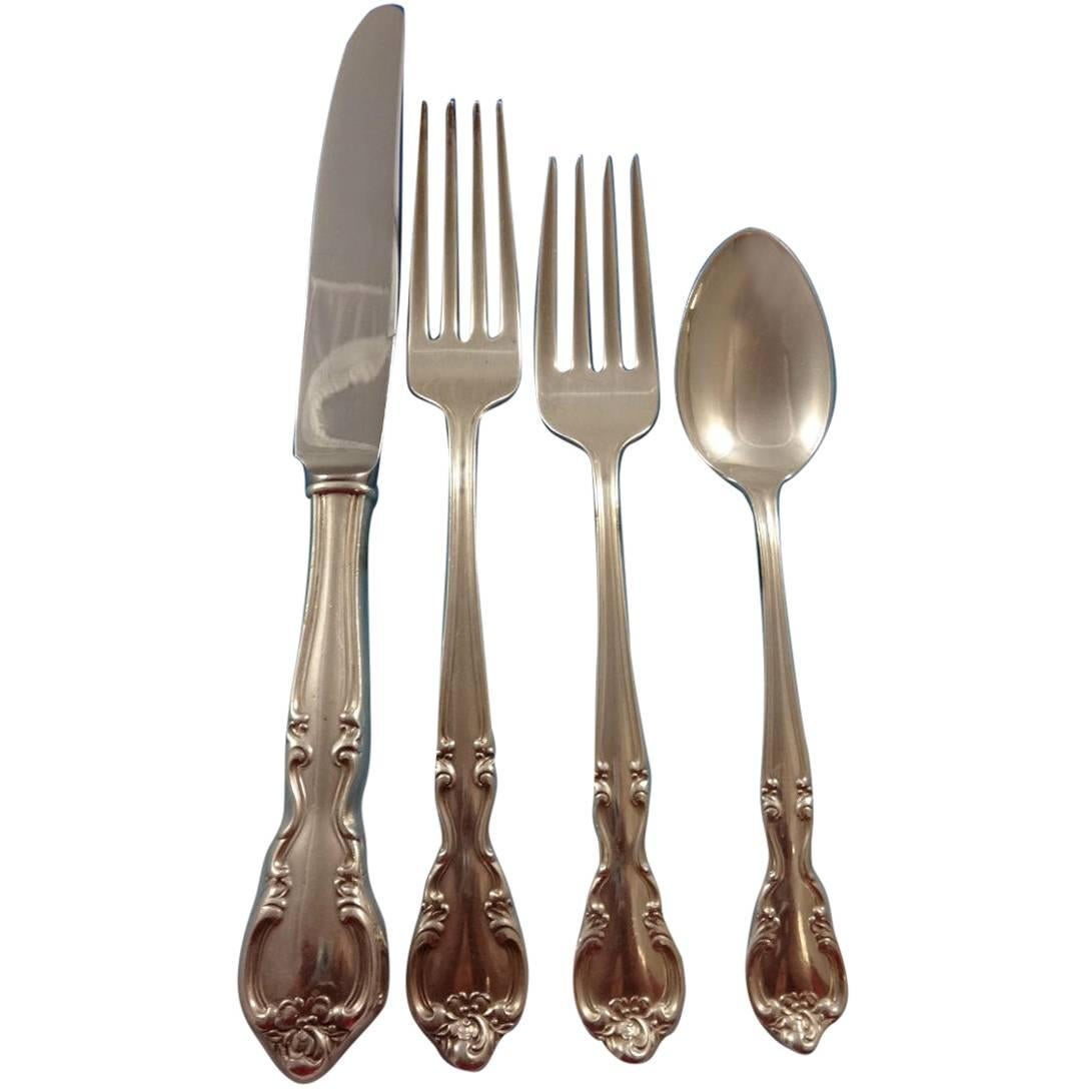 American Classic by Easterling Sterling Silver Flatware 18 Service Lunch, Huge For Sale