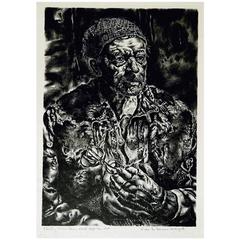 Ivan Albright Original Lithograph, 1948 "Fleeting Time Thou Hast Left Me Old"