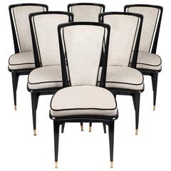 Antique French Dining Chairs with Ebonized Wood Frames