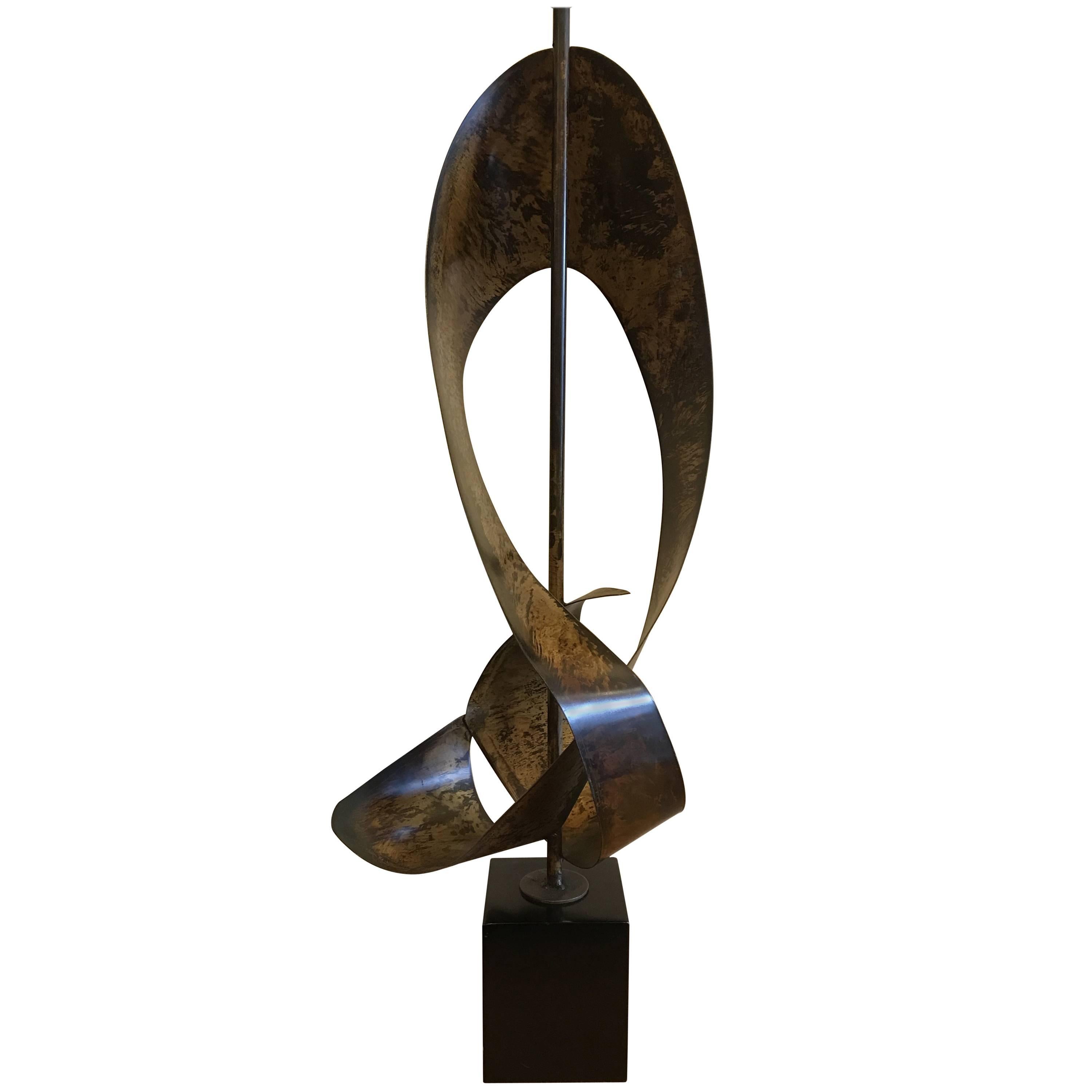Brutalist Ribbon Sculpture Lamp by Harry Balmer for Laurel