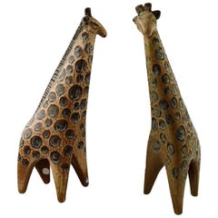 Vintage Lisa Larsson Zoo Figures, Two Giraffes, Gustavsberg