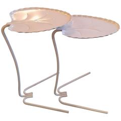 Salterini Pair of Lily Pad Leaf Side End Nesting Tables Newly Powdercoated White