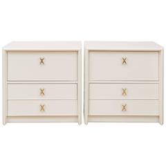 Pair of Paul Frankl Ivory Lacquered Nightstands