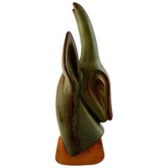 Retro Very Large Rörstrand  Stoneware Figure by Gunnar Nylund, Gazelle