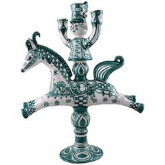 Very Large Wiinblad Candlestick in the Form of a Rider with Three Candleholders