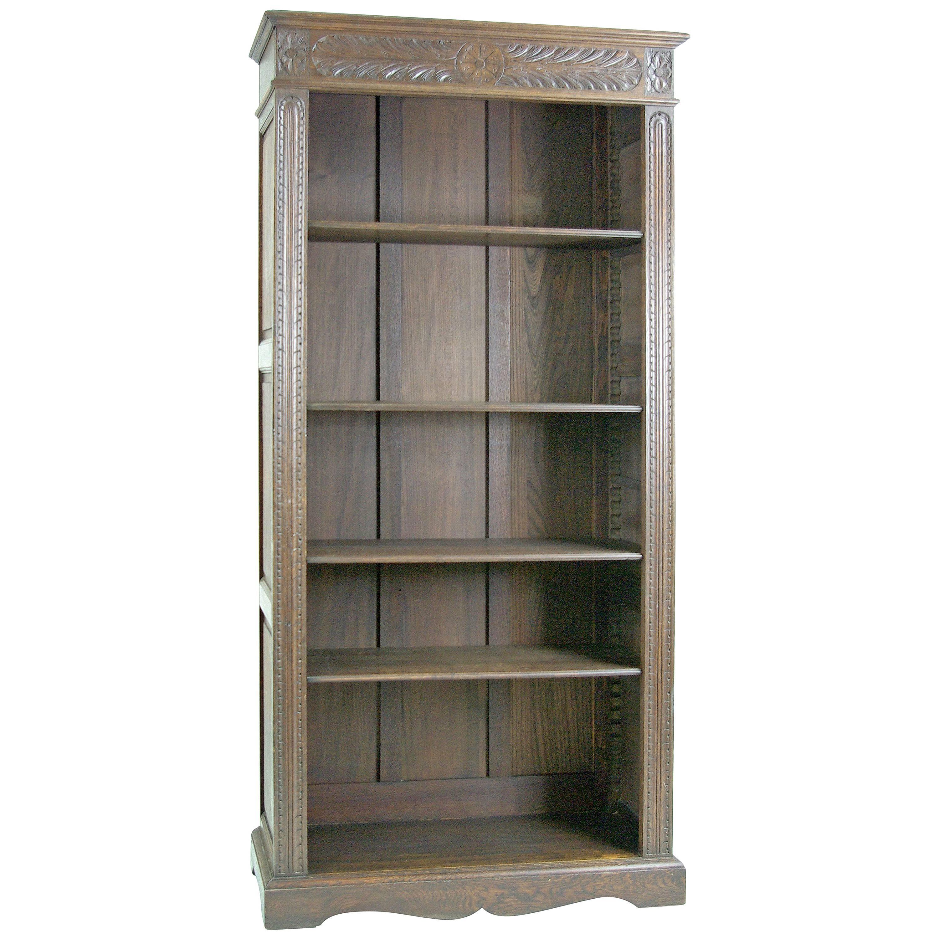 Antique Bookcase, Victorian Bookcase, Carved Oak, Scotland 1880, B452