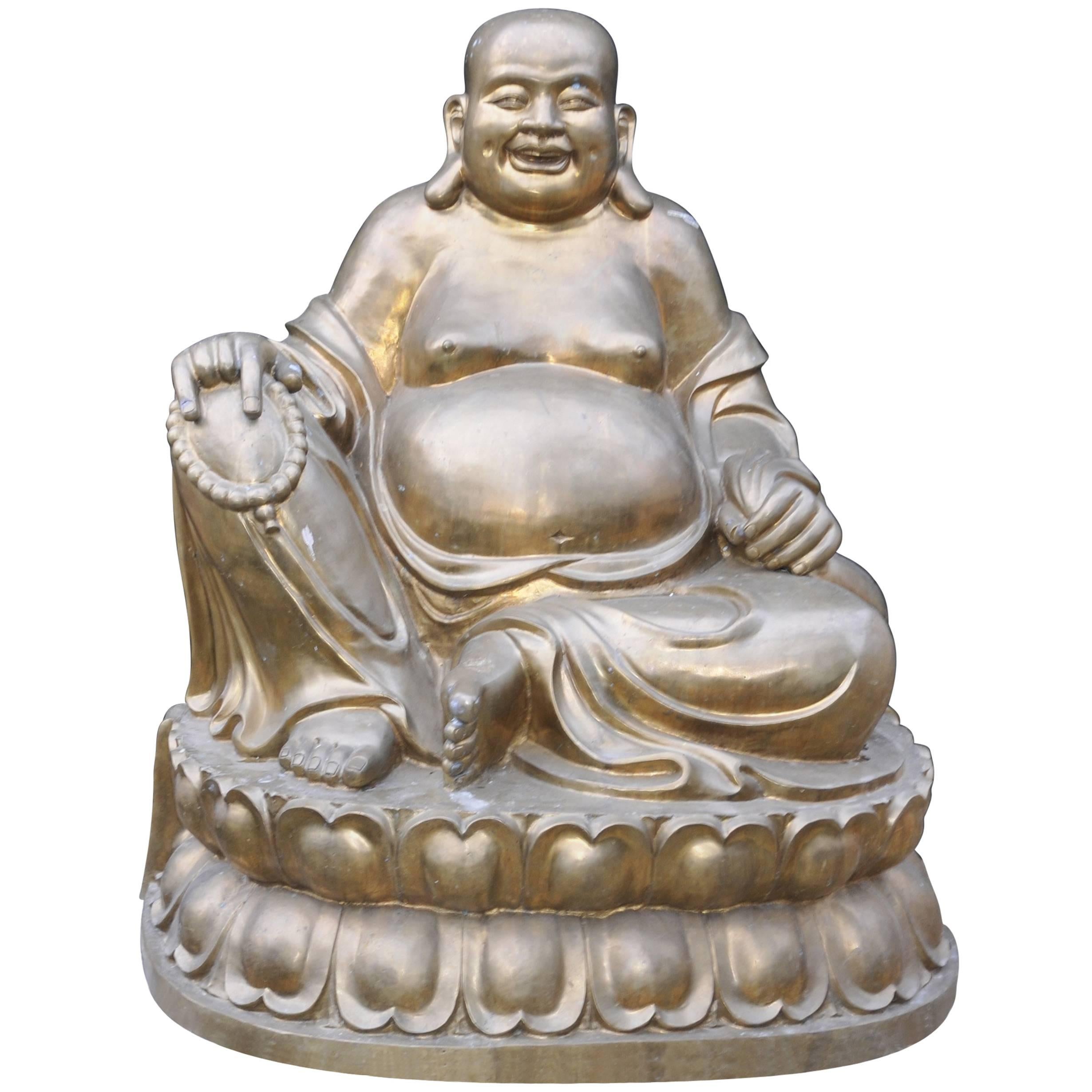 Extra Large Bronze Happy Bronze Buddha Laughing Statue Budai Buddhism Buddhist For Sale