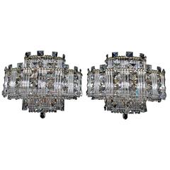 Beautiful 1960s Crystal Sconces, ( with matching chandelier )