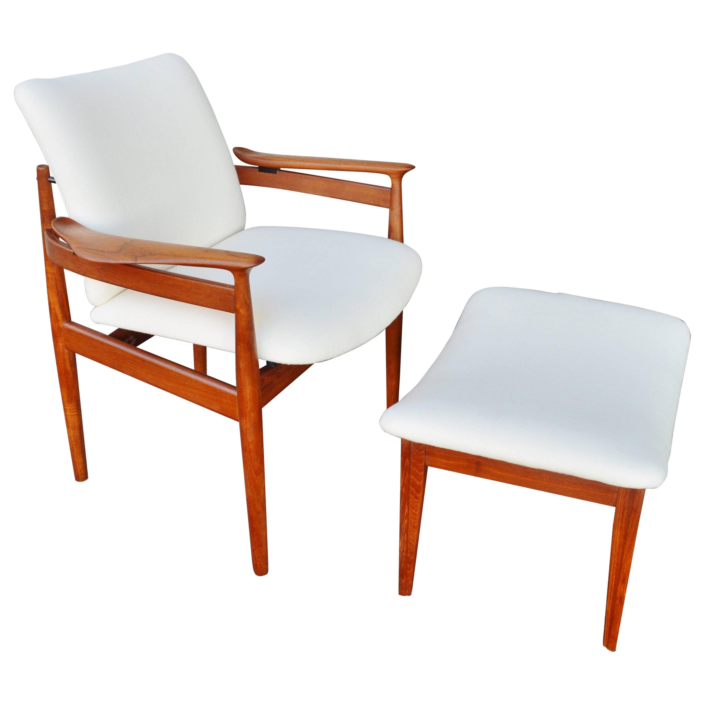 Finn Juhl Teak Lounge Chair and Ottoman for France & Sons