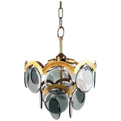 Gino Vistosi Italian Mid-Century Modern Smoked Blue Glass Chandelier