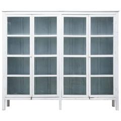 19th Century Painted Rustic Swedish Glazed Cabinet Vitrine