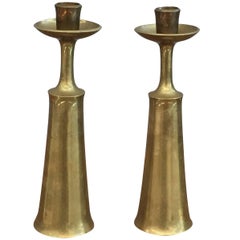 Pair of Brass Danish Candlestick Signed Jens Quistgaard for Dansk