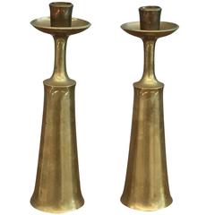 Pair of Brass Danish Candlestick Signed Jens Quistgaard for Dansk 9