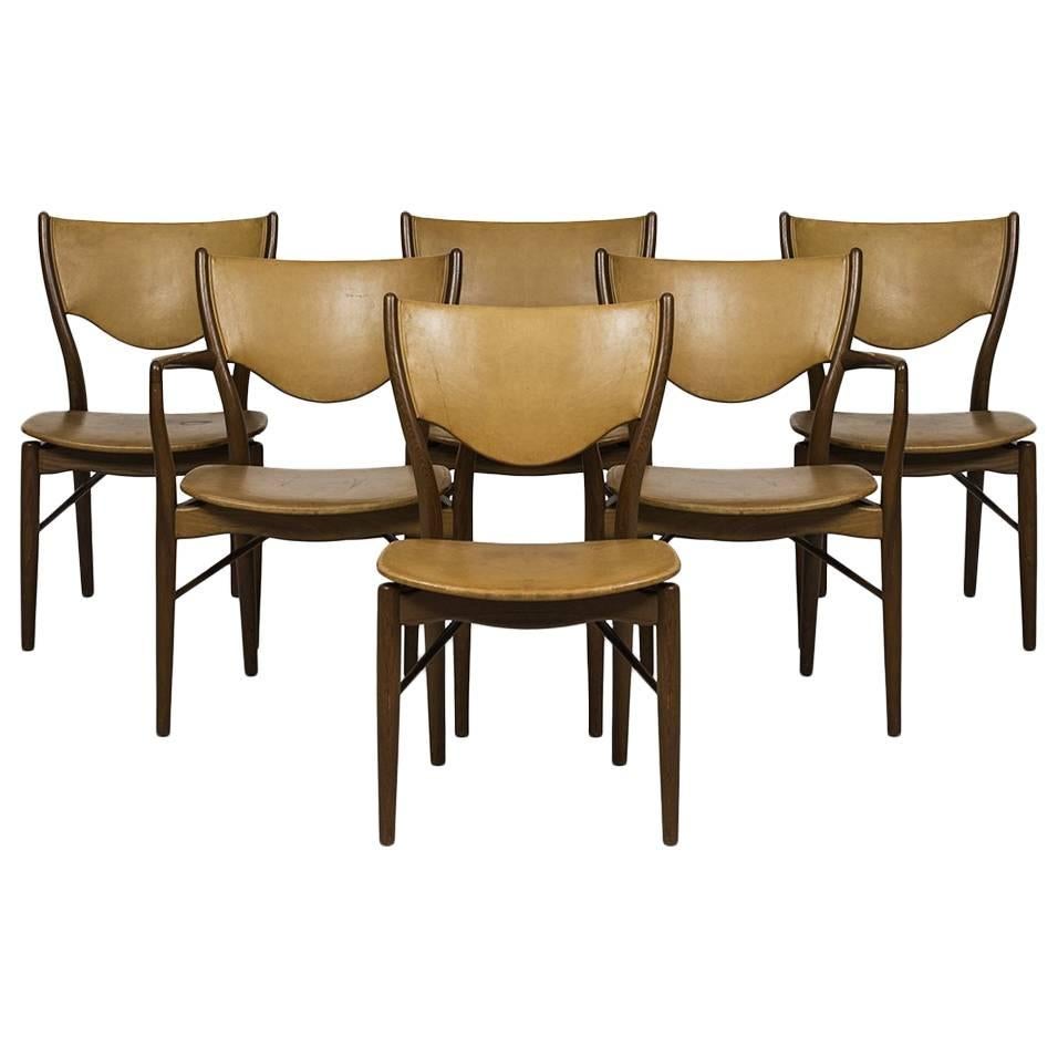 Finn Juhl Dining Chairs Model Bo-63 and Bo-72 by Bovirke in Denmark