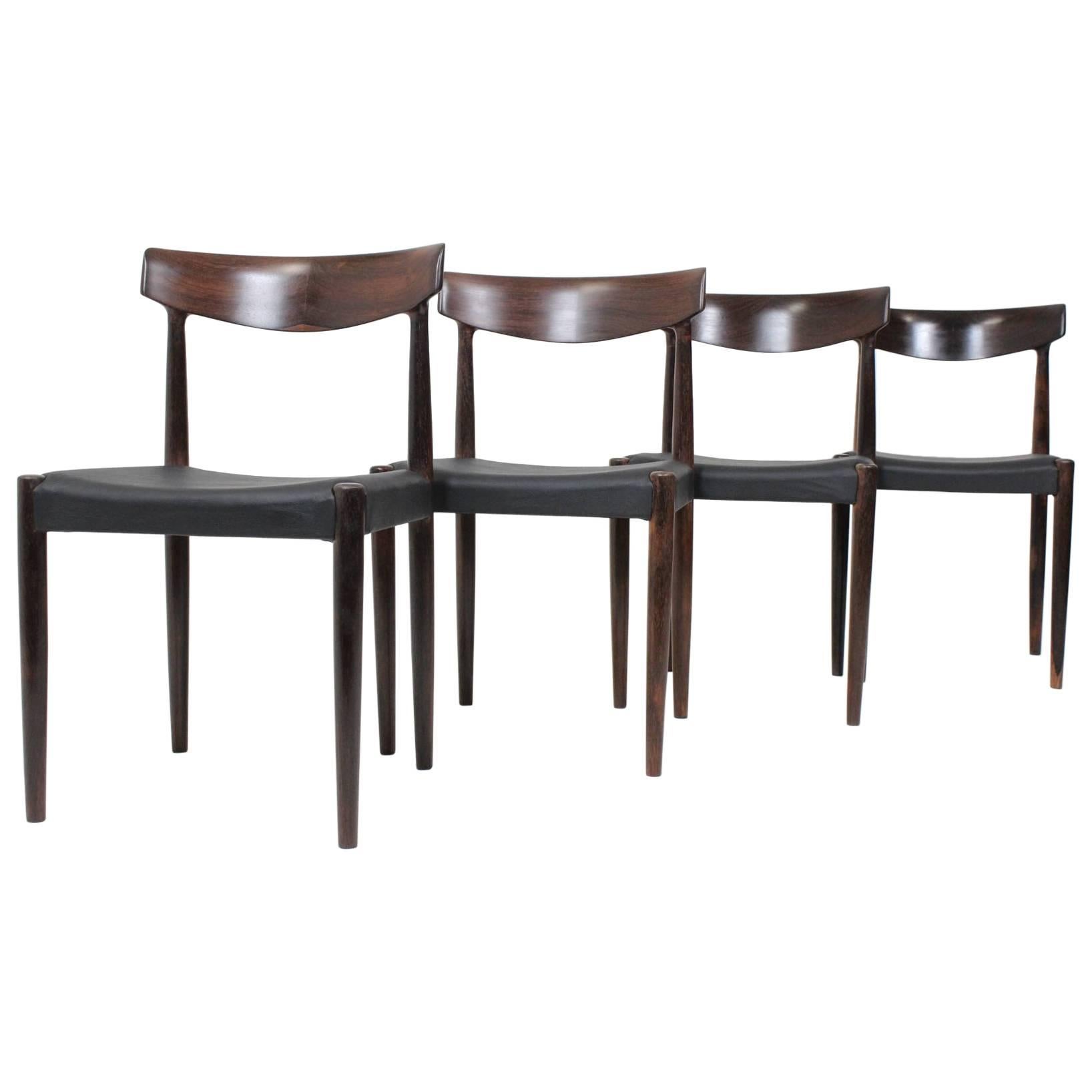 Set of Four Dining Palisander Chairs Attributed to Knud Faerch