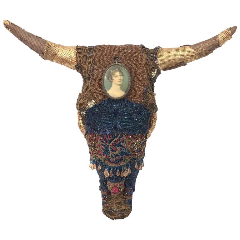 Sensational Gem Encrusted Skull Wall Sculpture For Sale at 1stdibs