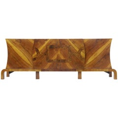 Large Art Deco Walnut and Root Sideboard