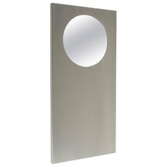 1970s Small Brushed Metal Mirror by Paul Le Geard