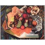 "Table with Fruit, " Vivid Cubist Still Live in Oranges and Greens