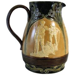 Doulton Lambeth Art Nouveau Stoneware Golf Theme Jug or Pitcher