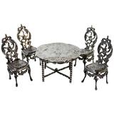 Table et chaises de poupée Louis XV en argent sterling français Edwin Thompson Bryant