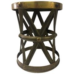 Vintage Chinese Brass X-Base Drum Stool
