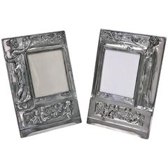 Pair of Art Nouveau Large Silver Plate Photograph Frames, Germany, circa 1900 3
