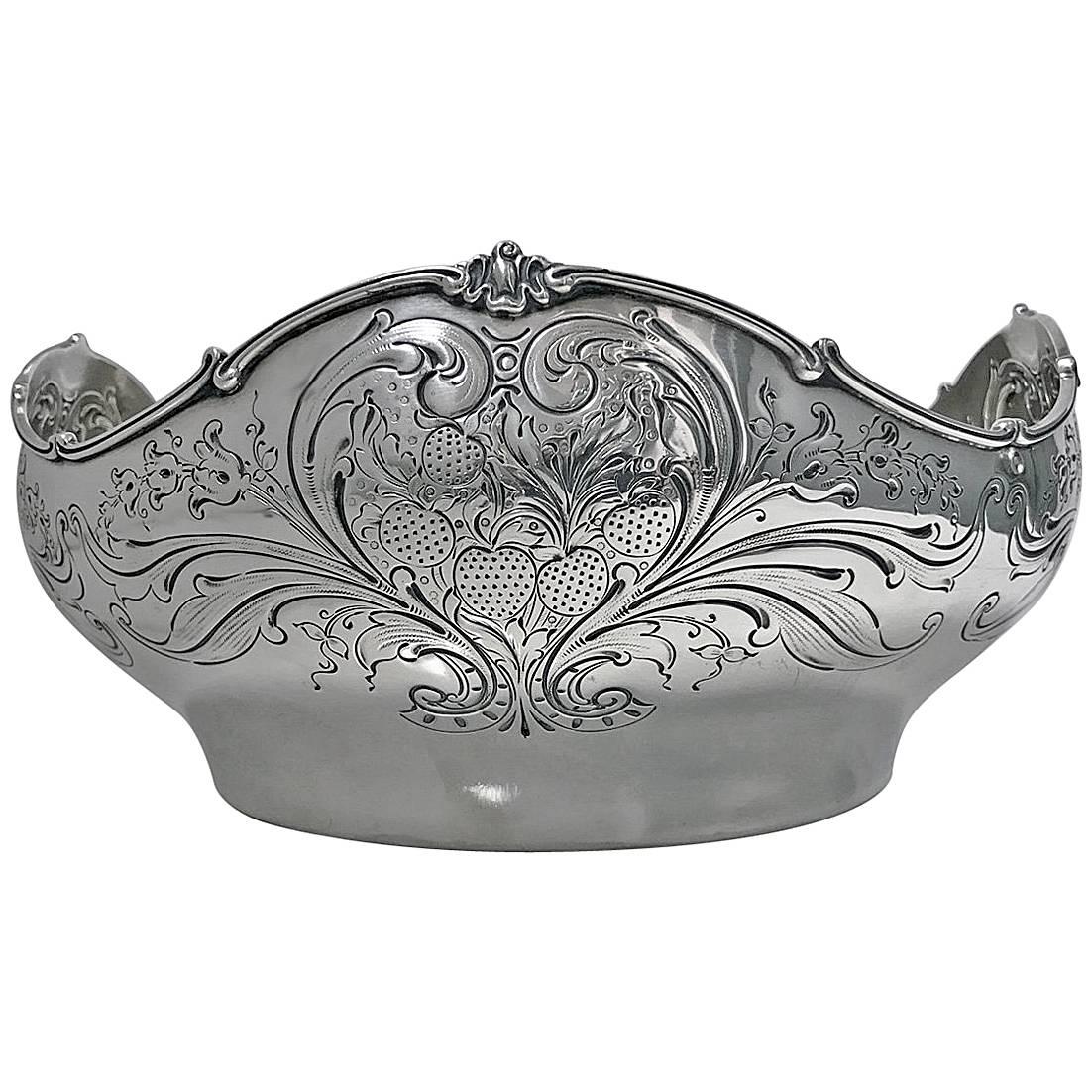 Shiebler Sterling Large Strawberry Bowl, New York, Late 19th Century