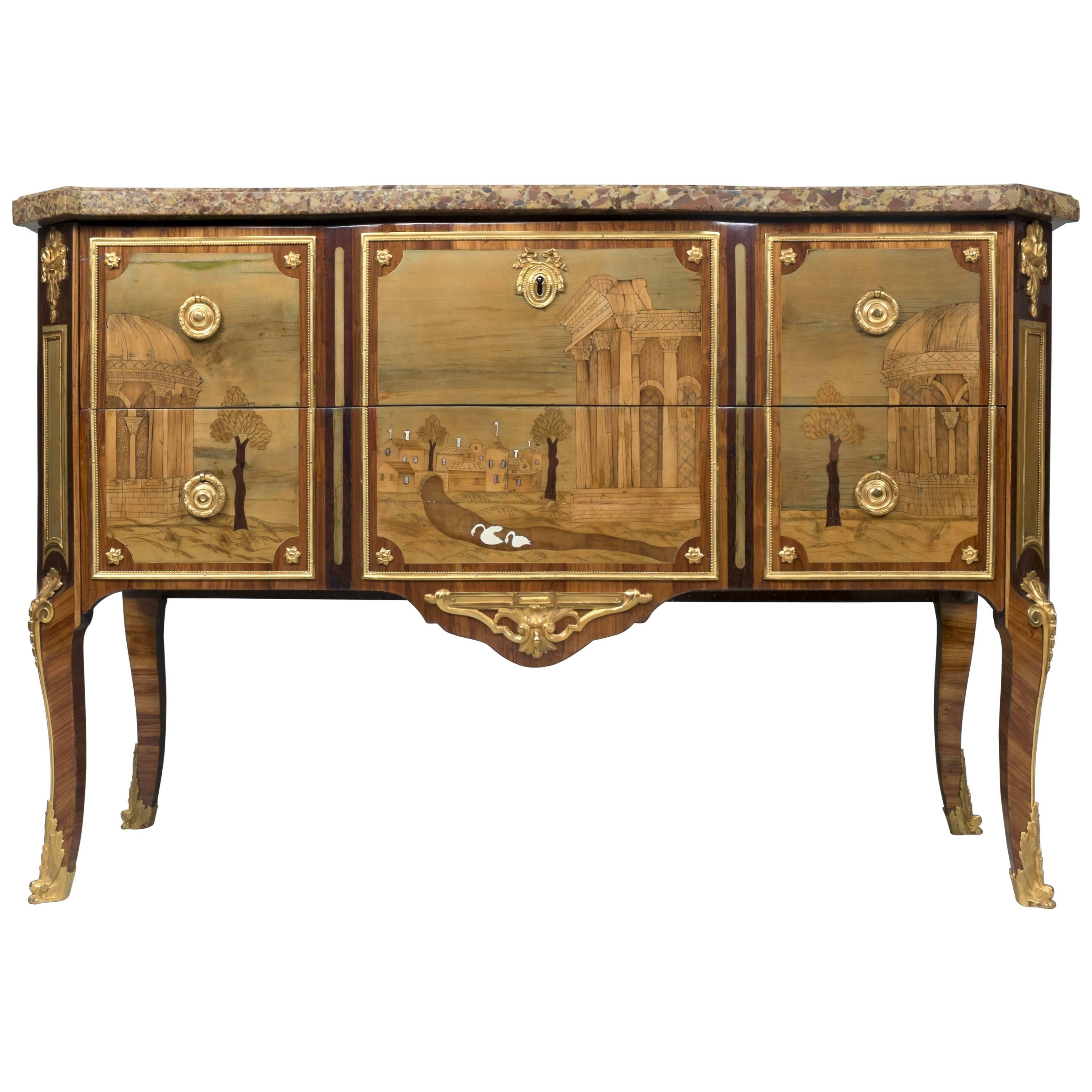 French Transition Commode Stamped by Gilbert For Sale