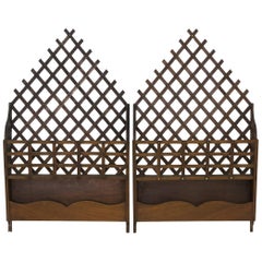 Antique Pait of Lattice Style Wall Pockets