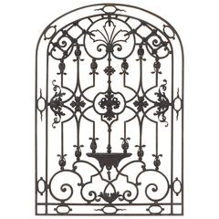 Antique Large French Arched Gate of Wrought Iron from the 19th Century