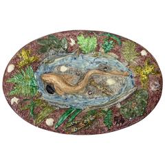 19th Large Majolica Palissy Fish Wall Platter Thomas Sergent 11