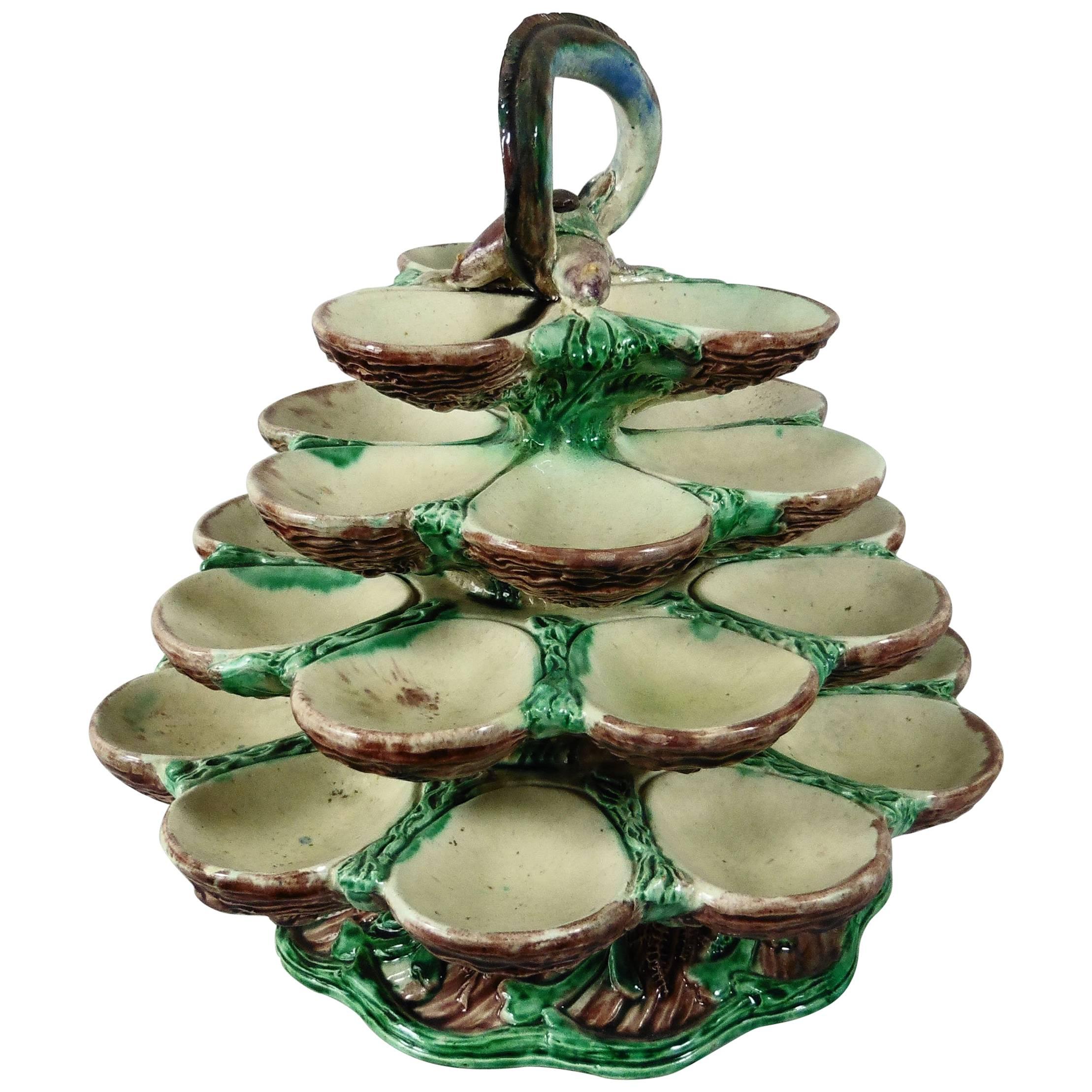 19th Century Majolica Palissy Oyster Server School of Paris