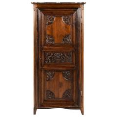 Small Vintage French Armoire with Carved Period Door 7